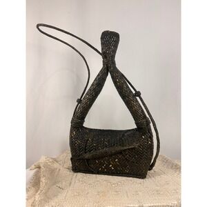 Antique Kulikug forked spout Rice Basket / Woven Rattan Pasiking Backpack 1900s